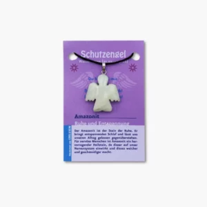 Schutzengel Anhänger aus Amazonit auf kleiner Karte