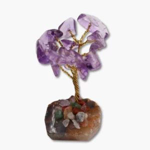 Edelstein Bäumchen auf Achatscheibe Amethyst