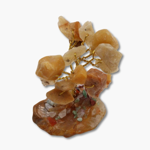 Edelstein Bäumchen auf Achatscheibe Aventurin orange