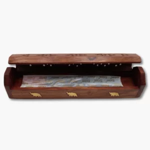 Raeucherstaebchen Box aus Holz mit Elefanten und Raeucherstaebchen Se7 2