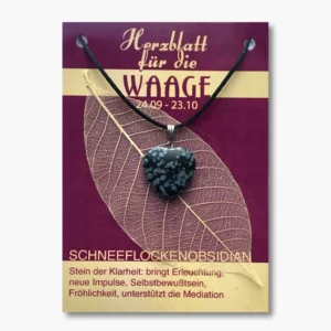 147 10 Herzblatt auf groser Karte Schneeflockenobsidian
