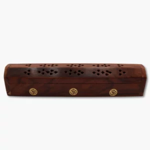 Raeucherstaebchen Box aus Holz mit Om Symbol