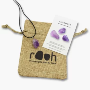 Amethyst Rooh Anhänger mit Lederband