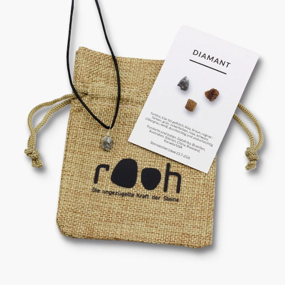 Diamant Rooh Anhänger mit Lederband