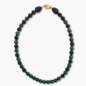 Kugelkette aus Lava und Malachit