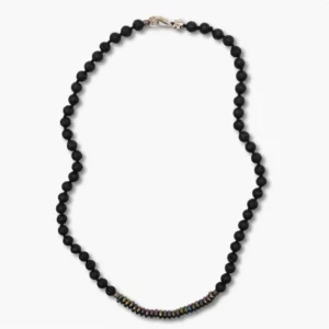 Kugelkette aus Lava und Hämatin multicolor