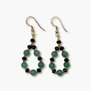 EST259 Ohrringe Aventurin gruen und Turmalin schwarz
