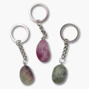 Trommelstein Schlüsselanhänger aus Fluorit Regenbogen