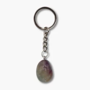 Trommelstein Schlüsselanhänger aus Fluorit Regenbogen