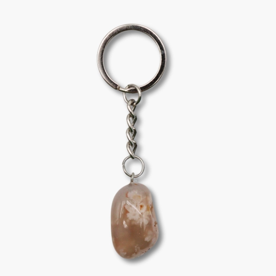 Trommelstein Schlüsselanhänger aus Sakura Achat