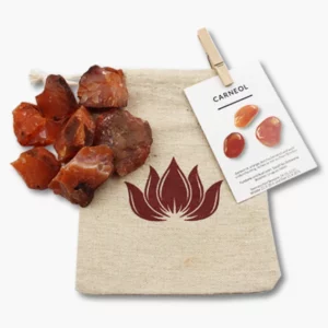 Carneol Dekosteine im Leinenbeutel mit Lotusblume