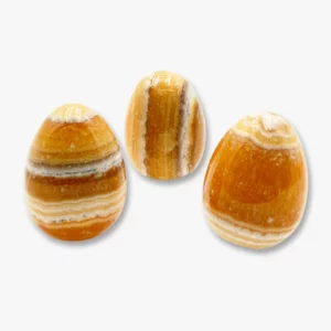 Edelstein Ei Orangencalzit gestreift