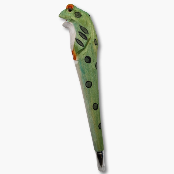Tierkopfstift Frosch handgeschnitzt und -bemalt