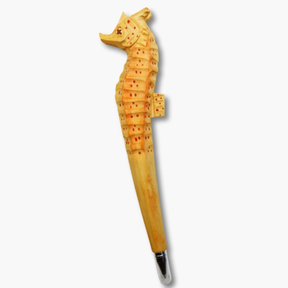 Tierkopfstift Seepferd handgeschnitzt und -bemalt